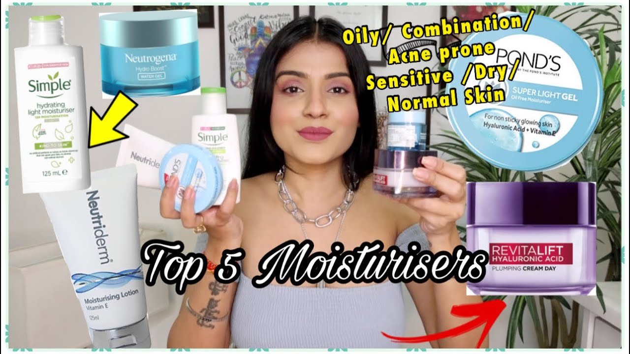TOP 5 MOISTURIZER FOR OILY SKIN INDIA | Affordable Moisturiser for Oily/Combination/Sensitive Skin