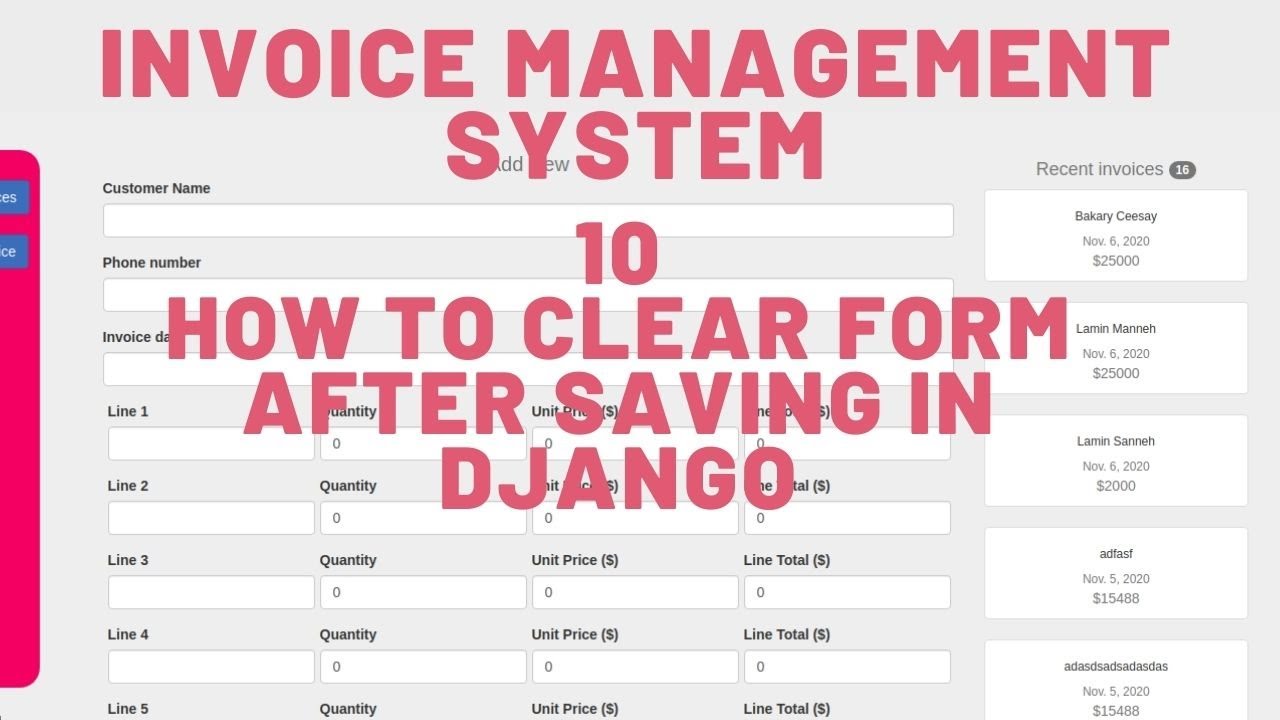 10 How to clear the form after saving in Django – INVOICE MANAGEMENT SYSTEM