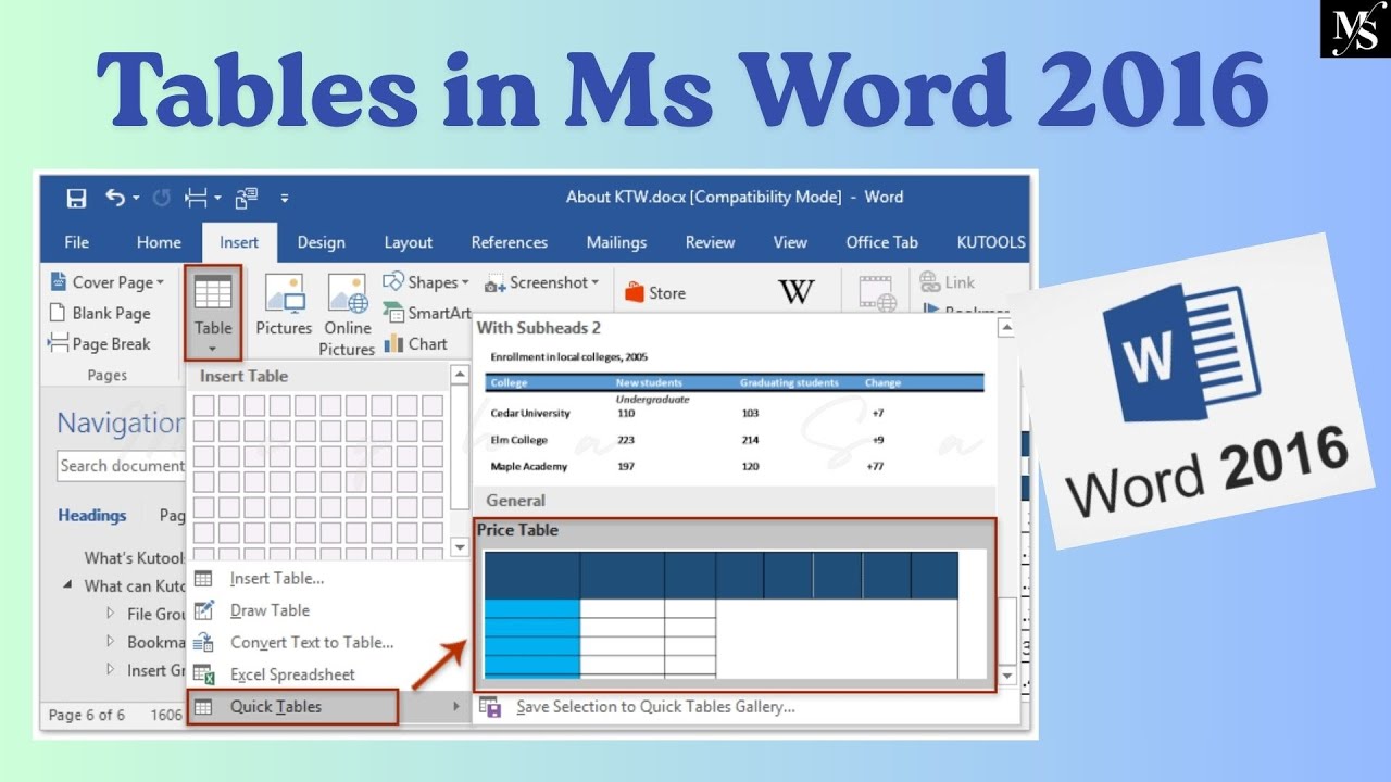 Tables in MS Word 2016 | ✅ Edit, Merge, Split, Insert, Modify, Merge Cells, Borders & More!Tricks!