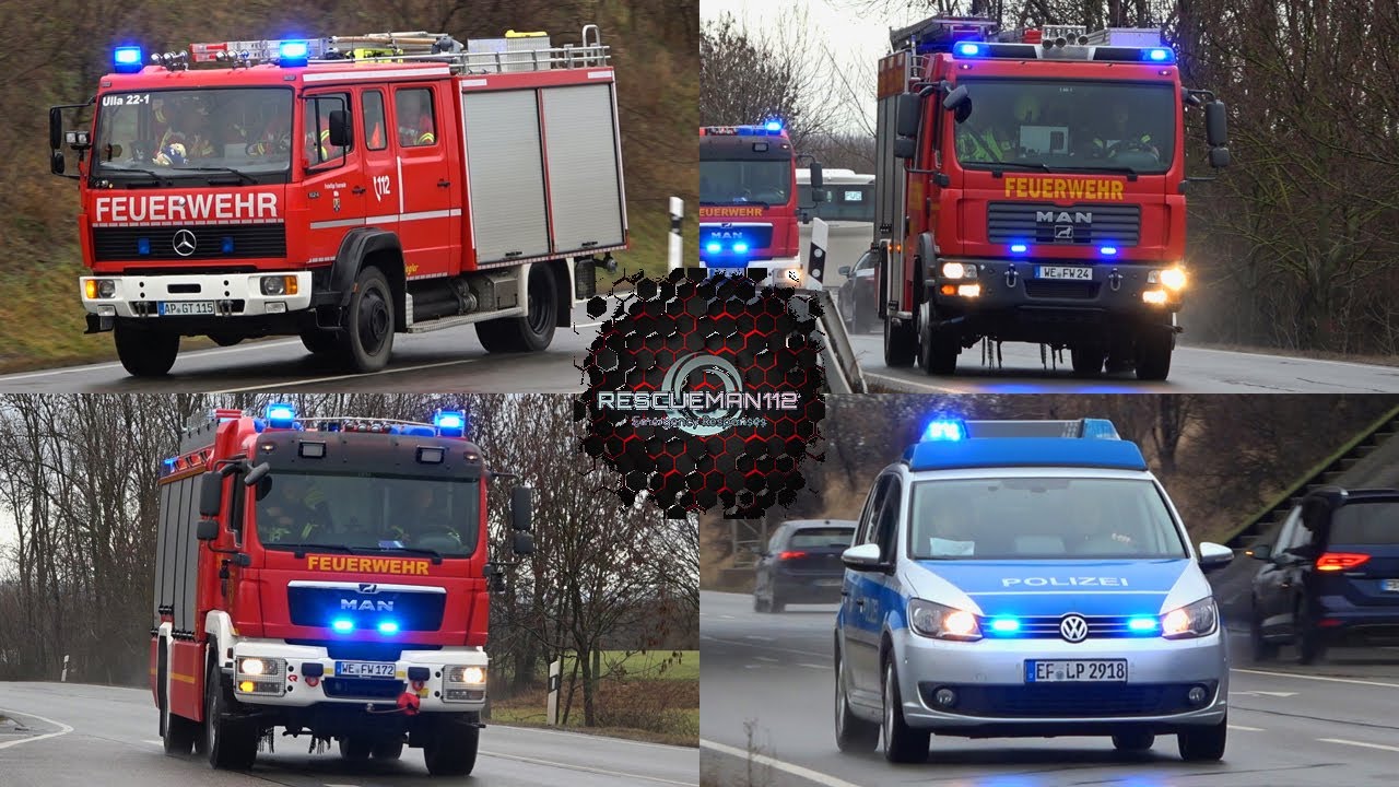 🚨 [VKU auf der A4] TLF 16/25 Feuerwehr Ulla + HLF 20/16 + RW Berufsfeuerwehr Weimar + FuStW Polizei