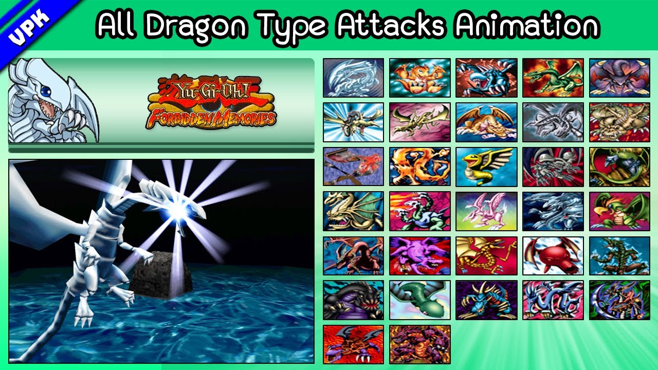 Yu-Gi-Oh! Forbidden Memories [PS1] - All Dragon Type Attacks Animation