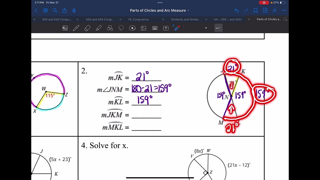 Parts of Circles and Arc Measure