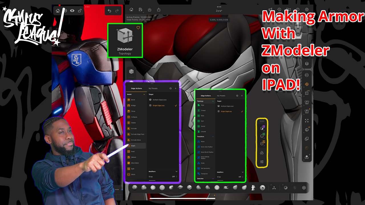 Unlocking ZModeler on iPad: Armor Blockout Editing & Creasing Techniques