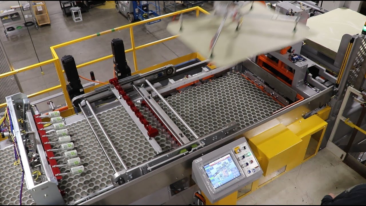 Goldco Centurion 3000 Empty Can Palletizer with Full Pallet Conveying  -Empty Aluminum Beverage Cans