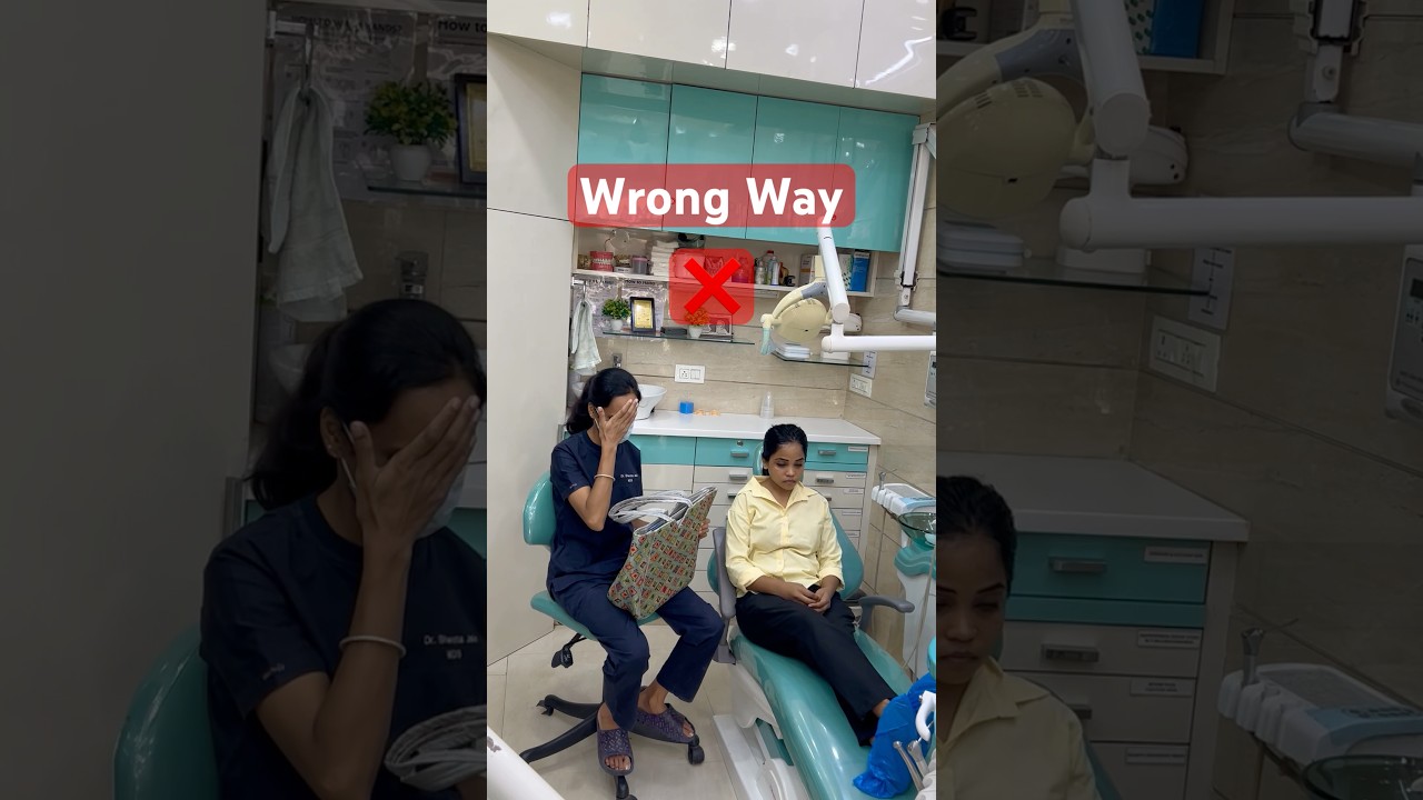 The right way ✅ to sit on a dental chair 🦷#dentist #youtubeshorts #rightway #trending #smile