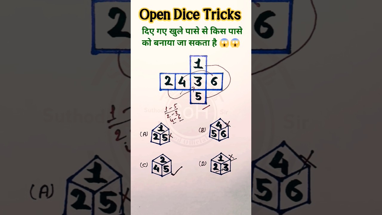 खुला पासा रीजनिंग ट्रिक | Open Dice Tricks  Reasoning classes short Tricks 