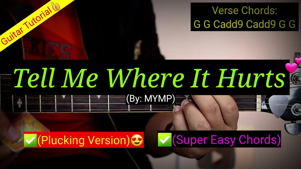 Tell Me Where It Hurts - MYMP (Plucking Version) | Super Easy Chords | Guitar Tutorial
