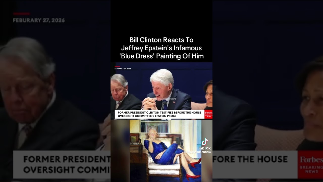 Bill Clinton Reacts To Jeffrey Epstein's Infamous 'Blue Dress' Painting Of Him