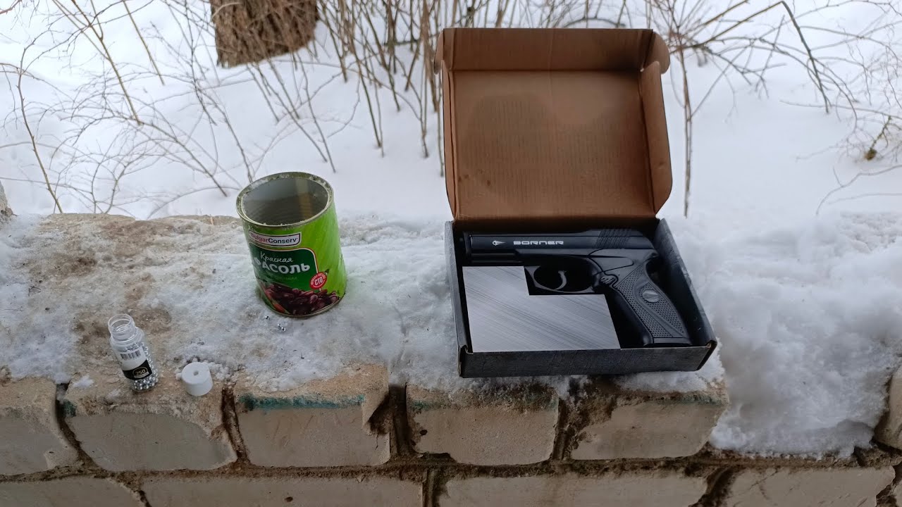 Стрельба из пневматического пистолета Borner 