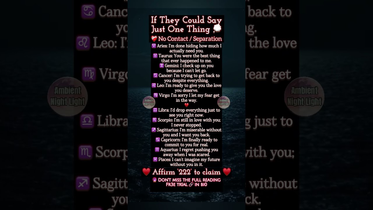 IF THEY COULD SAY JUST ONE THING ☁️❤️ No Contact / Separation
