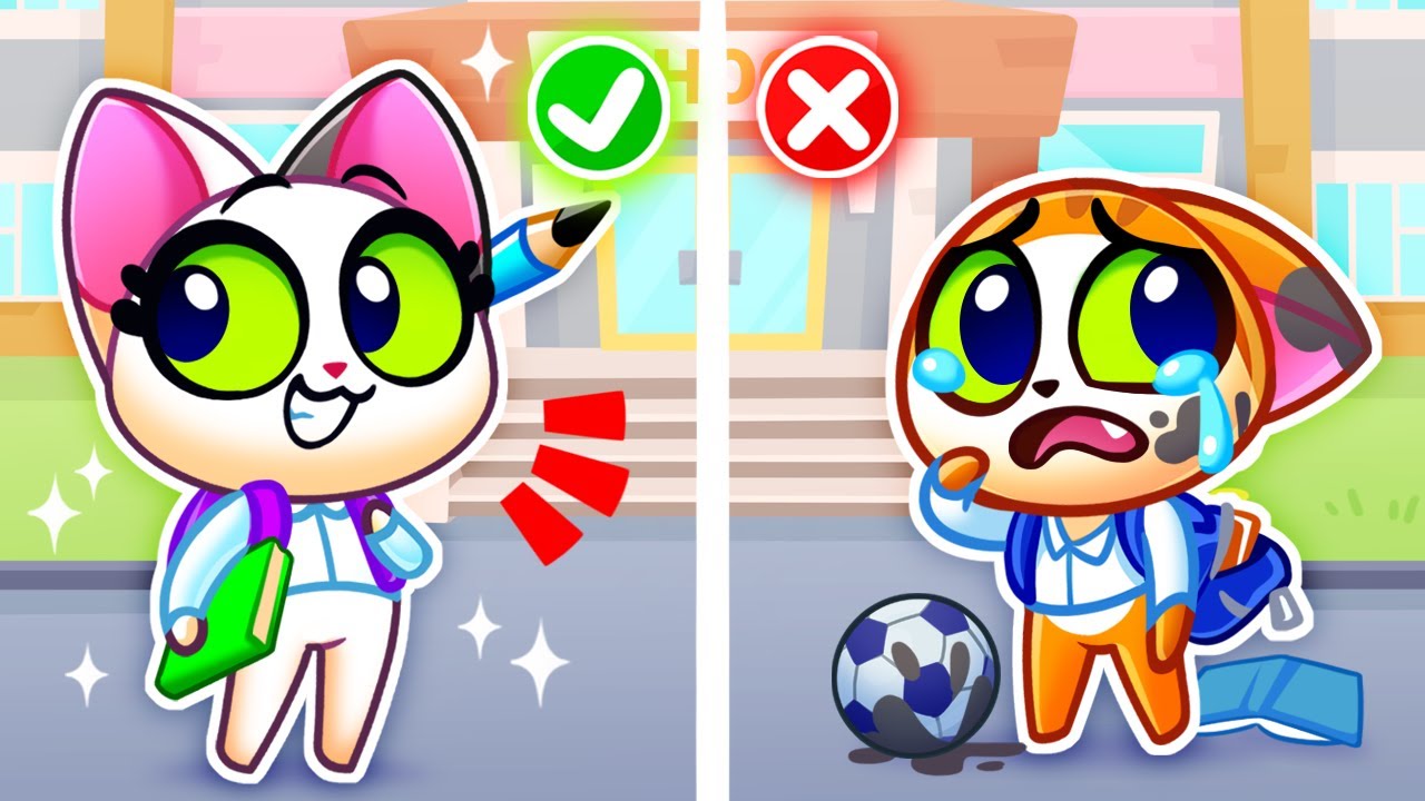🤓 Estudiante Bueno VS malo 📚 Aprende las reglas escolares 😺 De vuelta a la escuela por Purr Purr