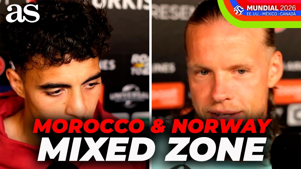 MOROCCO and NORWAY players speak in mixed zone after draw ahead of WORLD CUP 2026