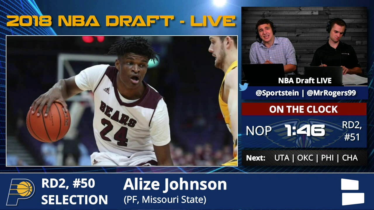 Indiana Pacers Select Alize Johnson With Pick #50 In 2nd Round Of 2018 NBA Draft