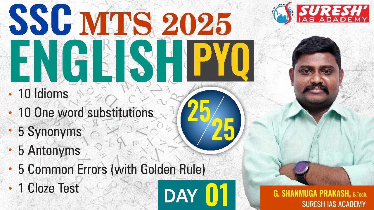 SSC MTS 2025 | ENGLISH PYQ ANALYSIS | Shanmuga Prakash Sir | Sureh IAS academy