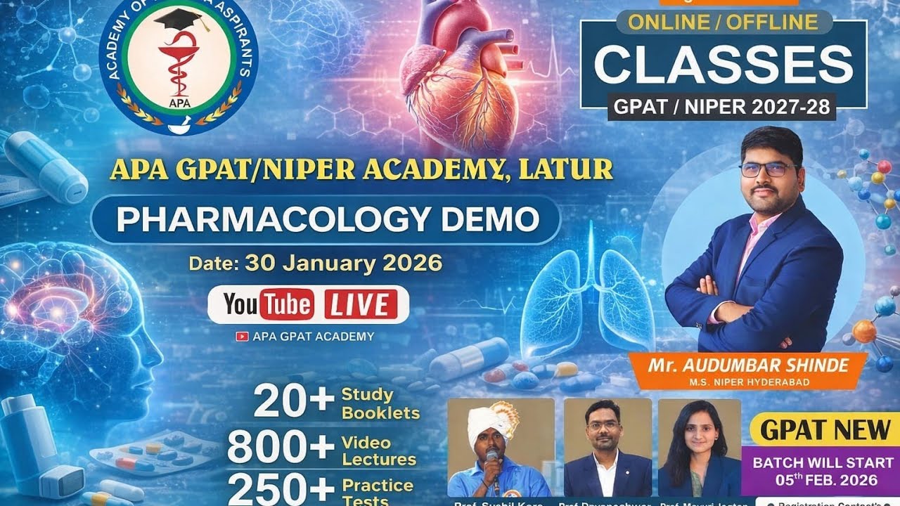 PHARMACOLOGY DEMO SESSION II GPAT2027-28 II NIPER 2027 II Mr. AUDUMBAR SIR II APA GPAT ACADEMY 