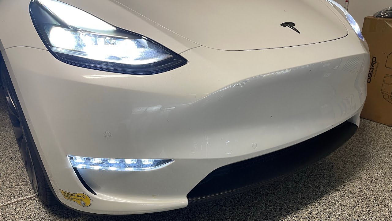 NEW Tesla Model Y Fog Lights 5 LED with Option Sequential Signal! Ft. Hansshow! DIY NO Tires Removal