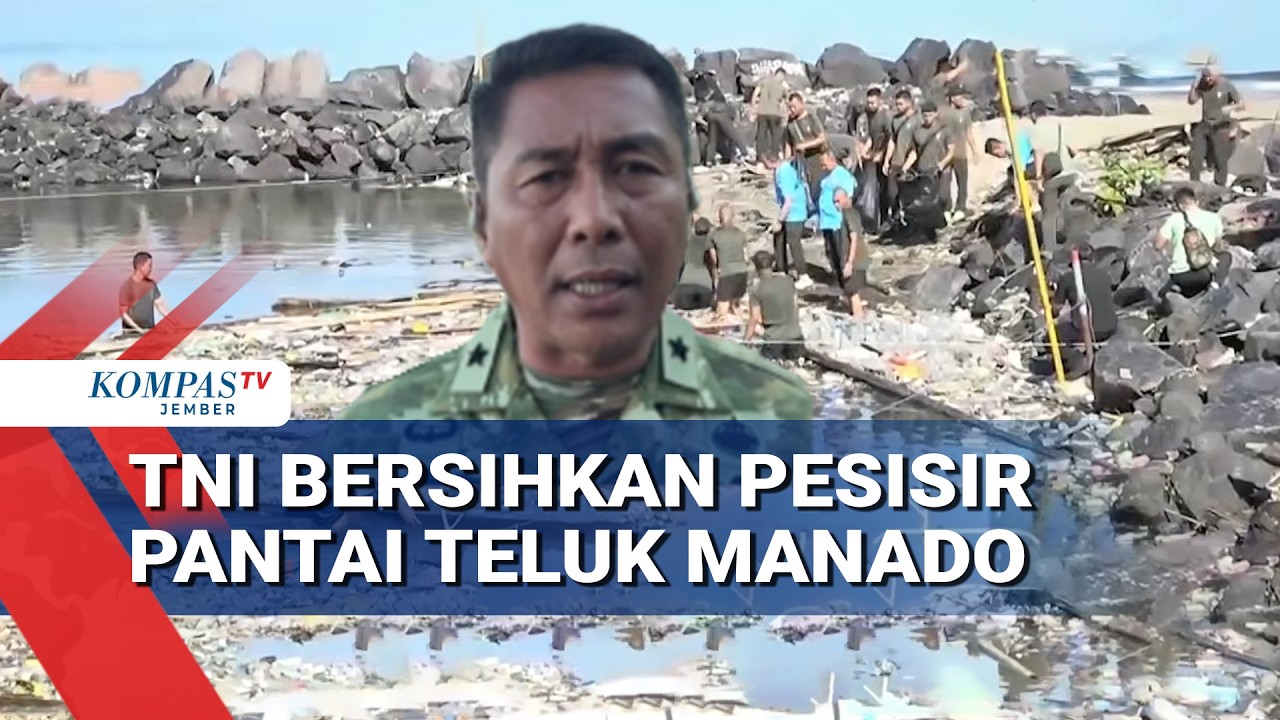 Wujudkan Indonesia Asri, TNI Bersih-Bersih Pantai Teluk Manado