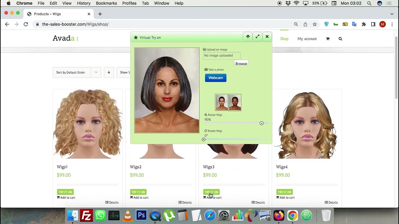 Wigs Virtual Try On plugin for Wordpress & Woocommerce:  