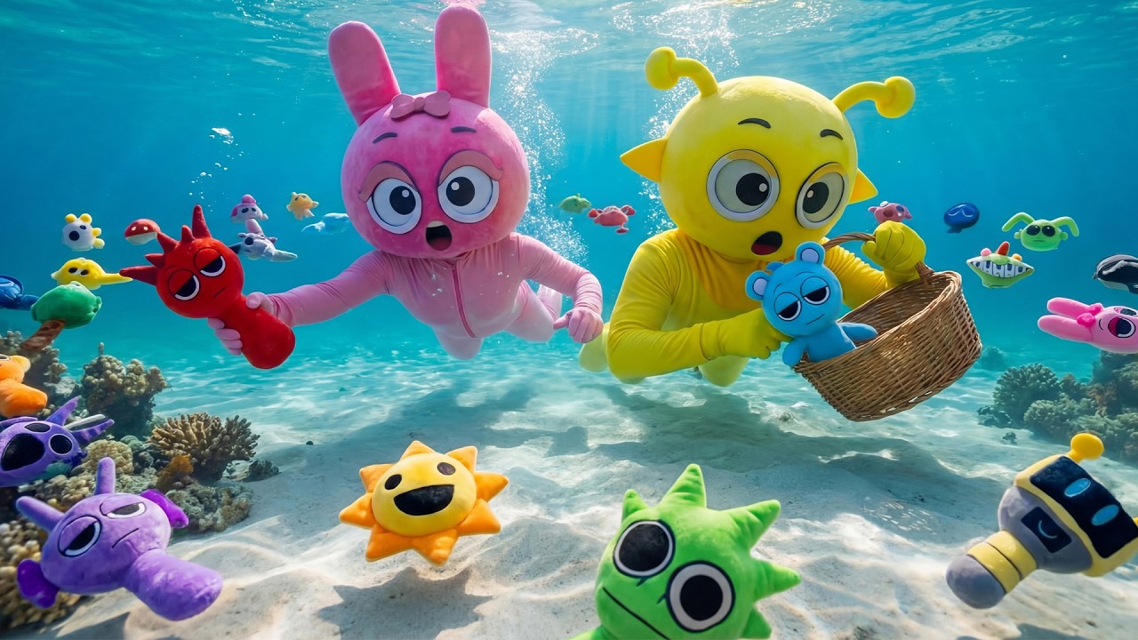 Underwater Treasure Hunt! Pinki & Yellow Collect ALL Hidden Sprunki