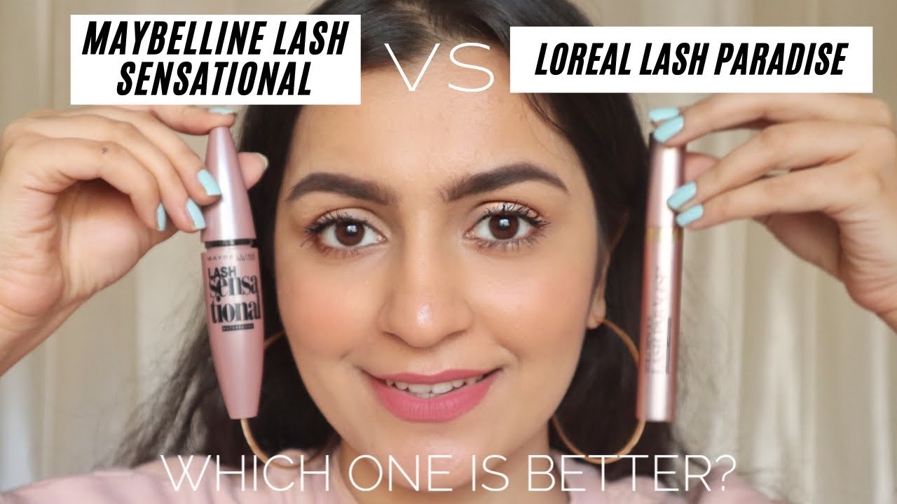BEST MASCARA? L'Oreal Paris Lash Paradise Mascara VS Maybelline Lash Sensational Mascara DEMO(India)