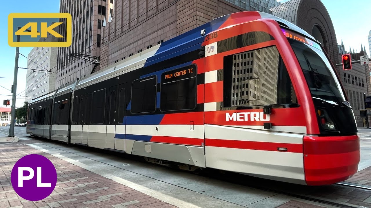 Houston METRORail Purple Line, Downtown Houston to Palm Center, CAF Urbos H3, 4K Train Ride
