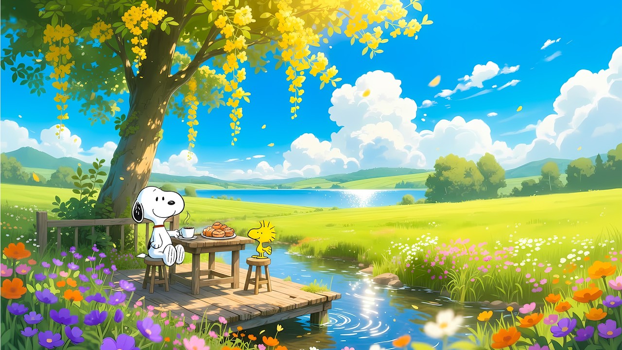 spring morning coffee with snoopy 🌼 lofi hip hop mix ~ beats to relax/study