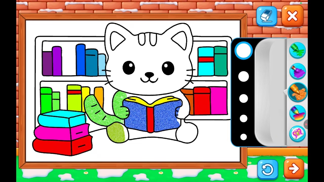 Coloring a Reading Cat 📚🐱 | Learn Colors for Kids | Library Coloring | Tiny Color Tales
