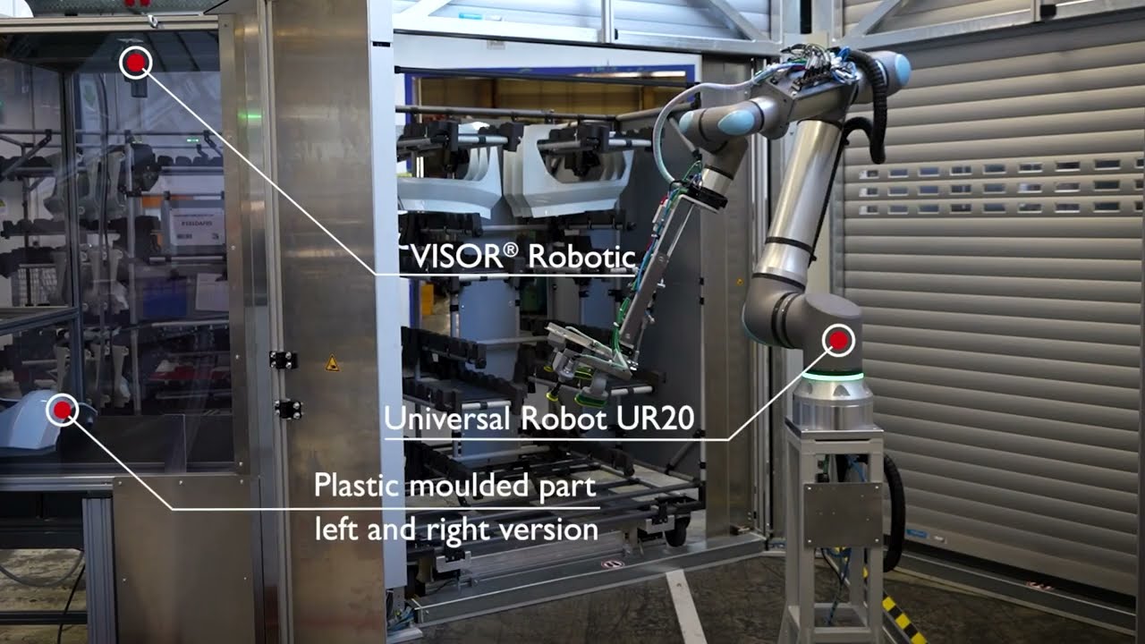 End of line stapelen van spuitgietproducten met VISOR® Robotic sensor camera - SensoPart
