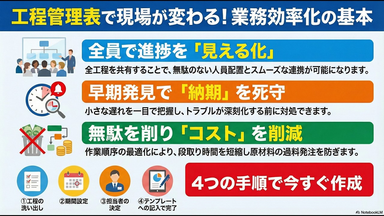 工程管理表で業務効率アップ！作成・活用ノウハウ解説