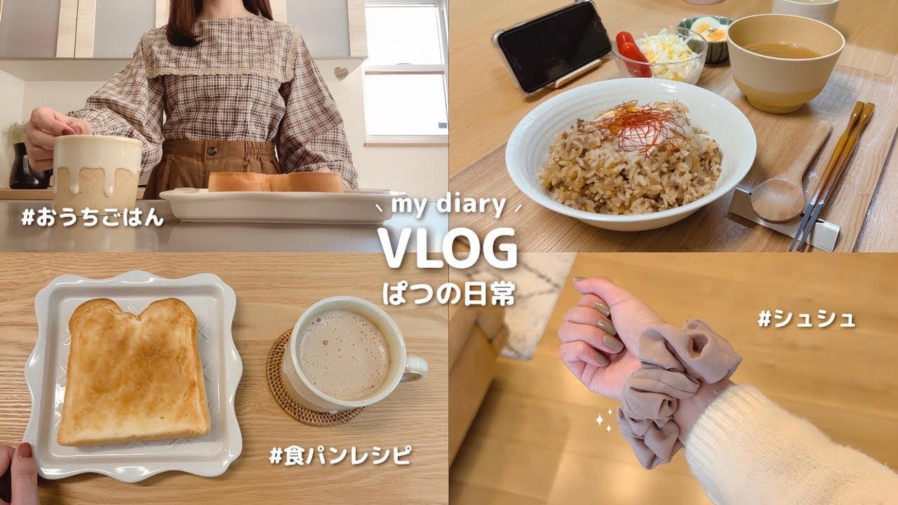 日常vlog｜おだやかな日々の繰り返し𓈒𓏸 パート主婦の何でもない暮らし🪴シナモントーストと夫が作る郷土料理 ⋮ 100均便利グッズとチョコ代替品