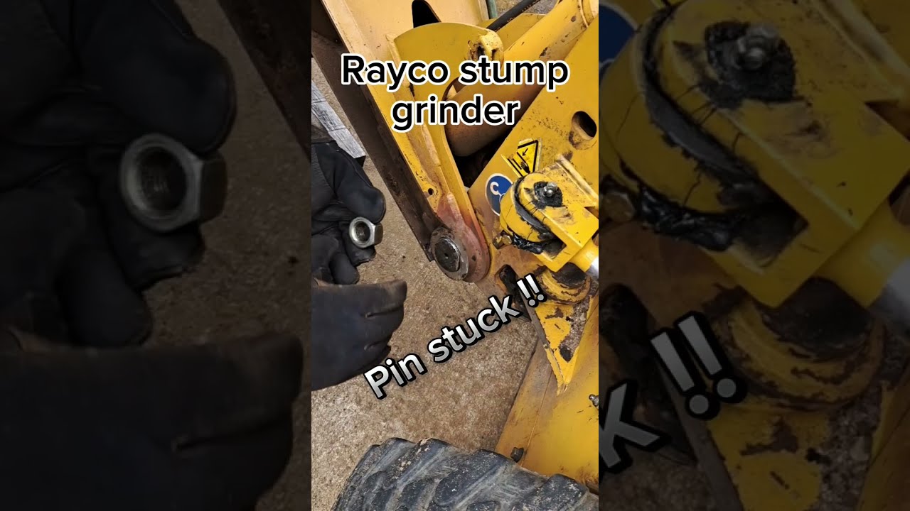 Removing a stuck / seized pin on a stump grinder with a hydraulic hollow ram. #heavyequipment