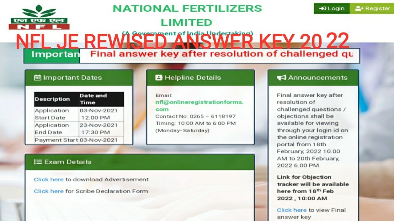 NFL JE REWISED ANSWER KEY OUT CHECK YOUR FINAL ANSWER KEY NOW !