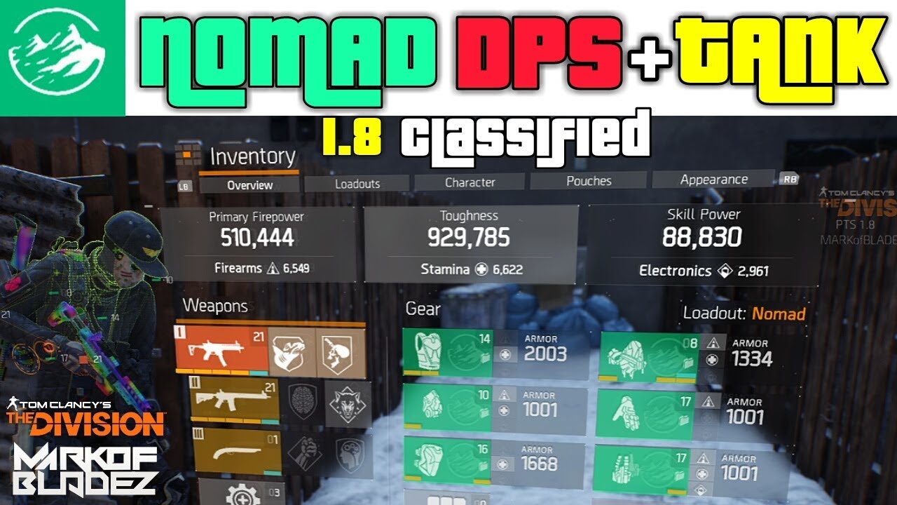 The Division 1.8 Nomad DPS TANK build and gameplay