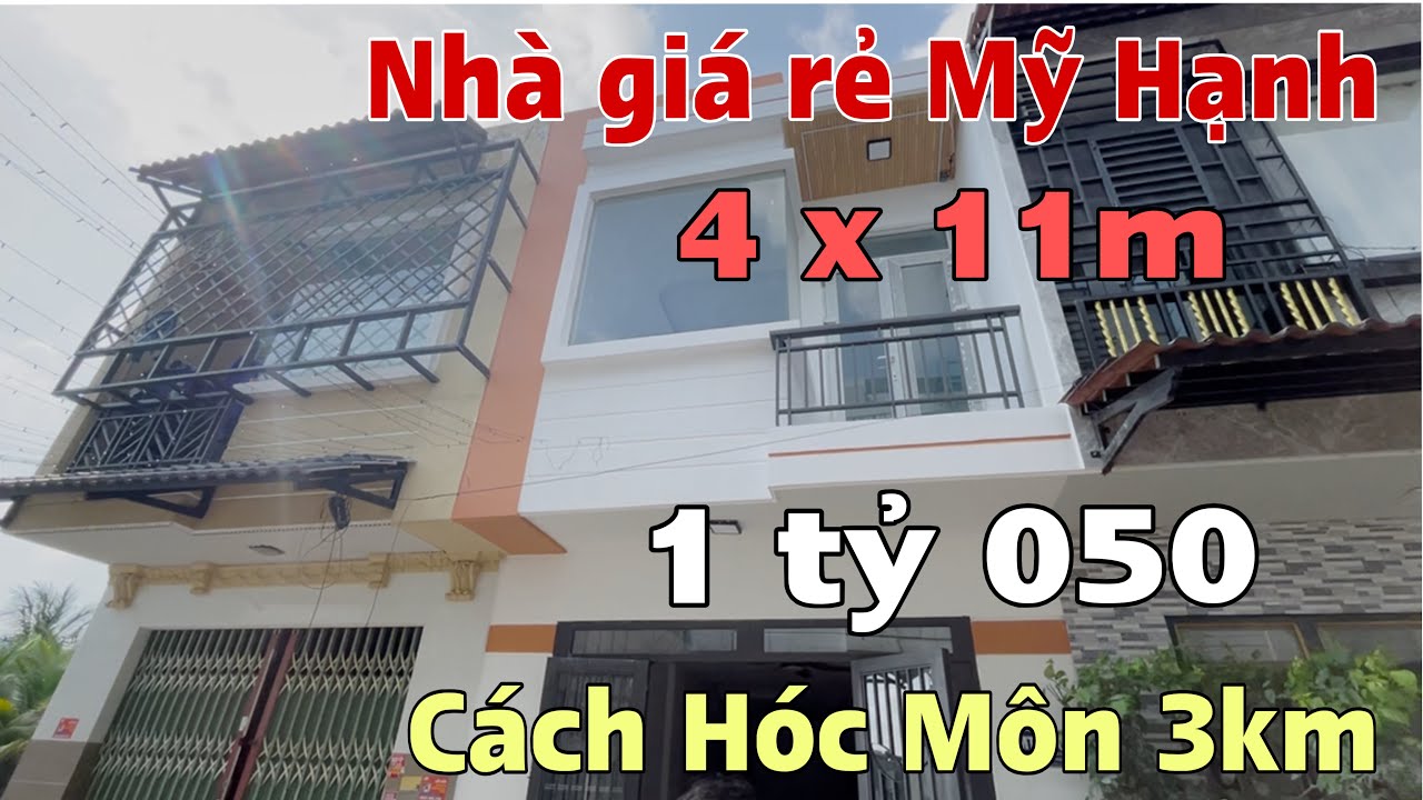Ms 15 - Nhà giá rẻ Mỹ Hạnh giáp Hóc Môn , 1 trệt 1 lầu mặt tiền nhựa , 4x11m gần Hóc Môn 1 tỷ 050 Tr