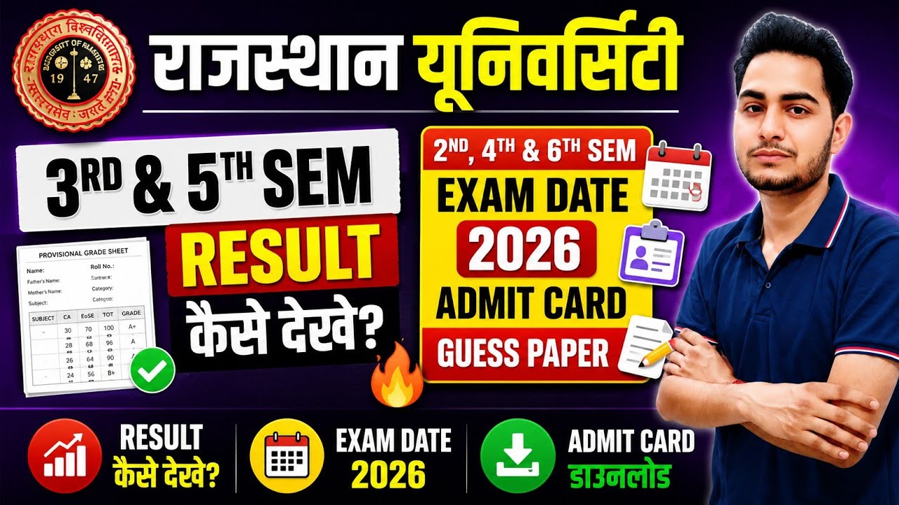 Rajasthan University 3rd & 5th Semester Result Kaise Dekhe? 🔥 2nd, 4th & 6th Semester Exam Date 2026