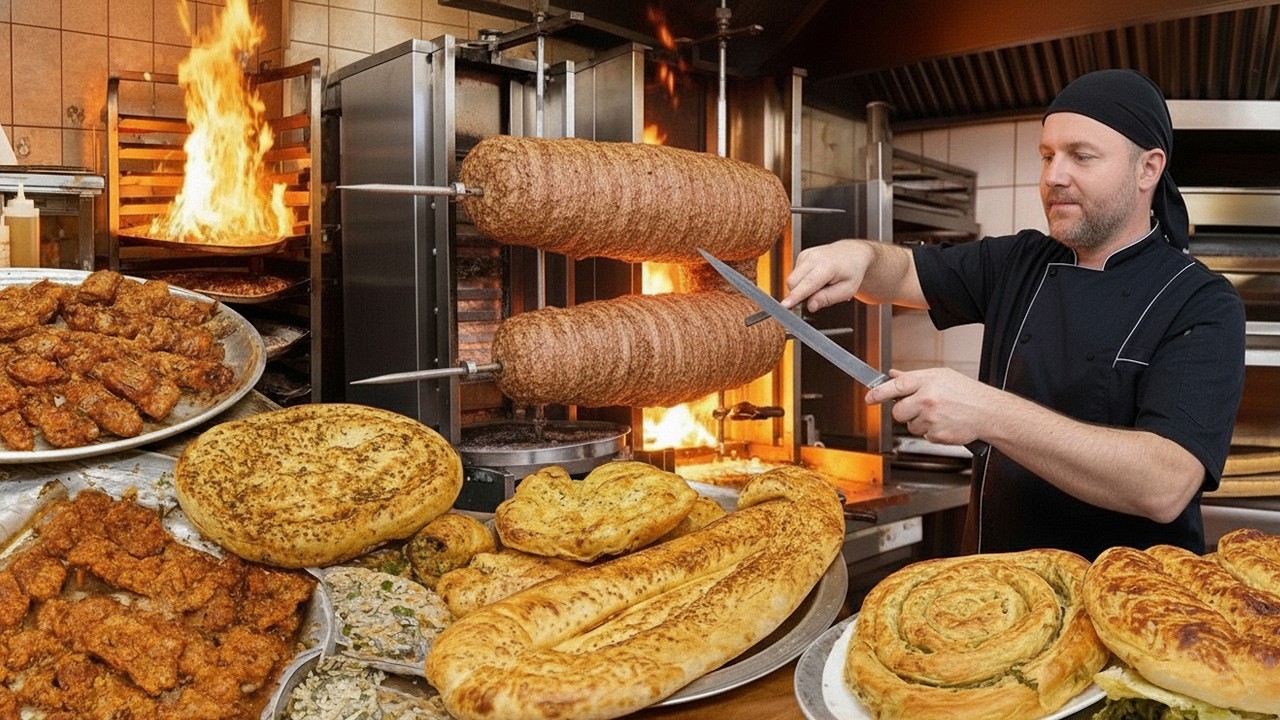 2 Hours of INSANE Turkish Street Food – GIANT Kebab, Huge Pide, Epic Skewers!