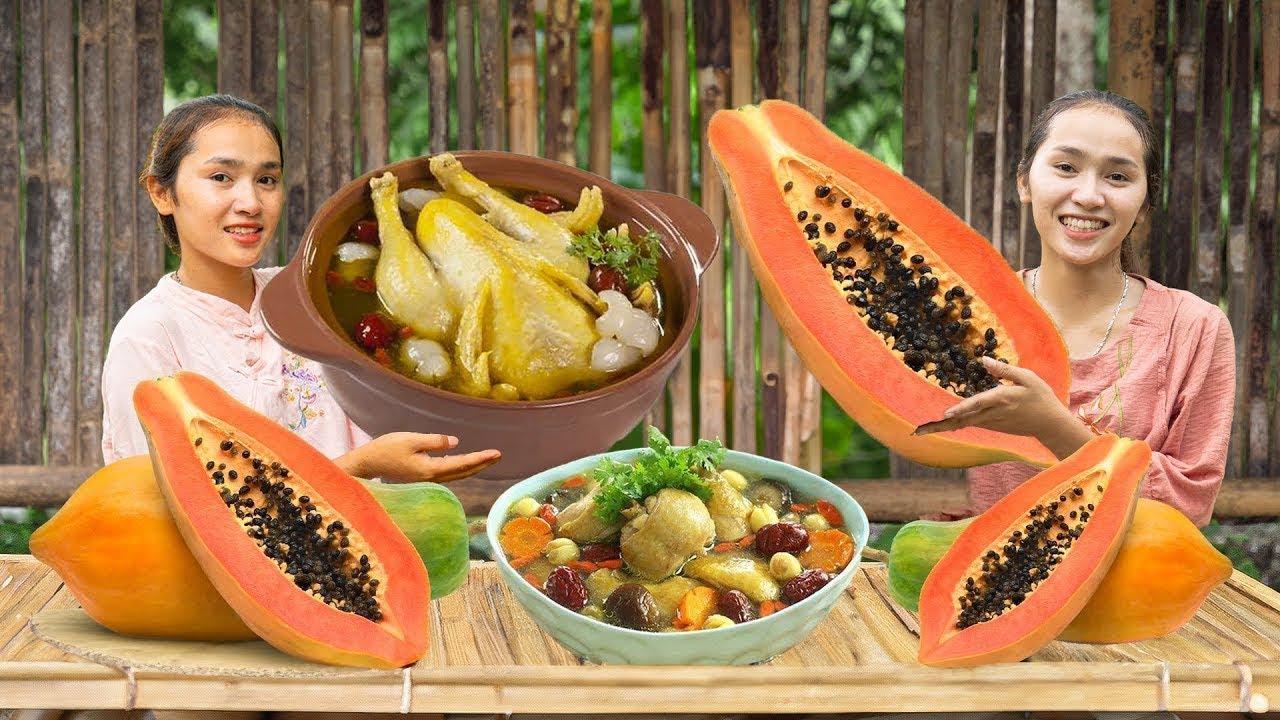 Сбор ПАПАЙИ и Приготовление Тушеного Курицы с Папайей - Кулинария и Садоводство