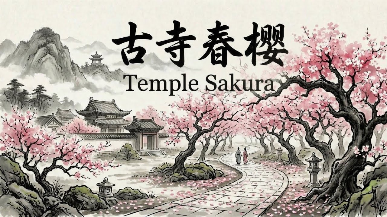 傳統中國風音樂/ 古寺春櫻 (﻿Temple Sakura) /1 Hour Traditional Chinese Music / Guzheng & Bamboo Flute