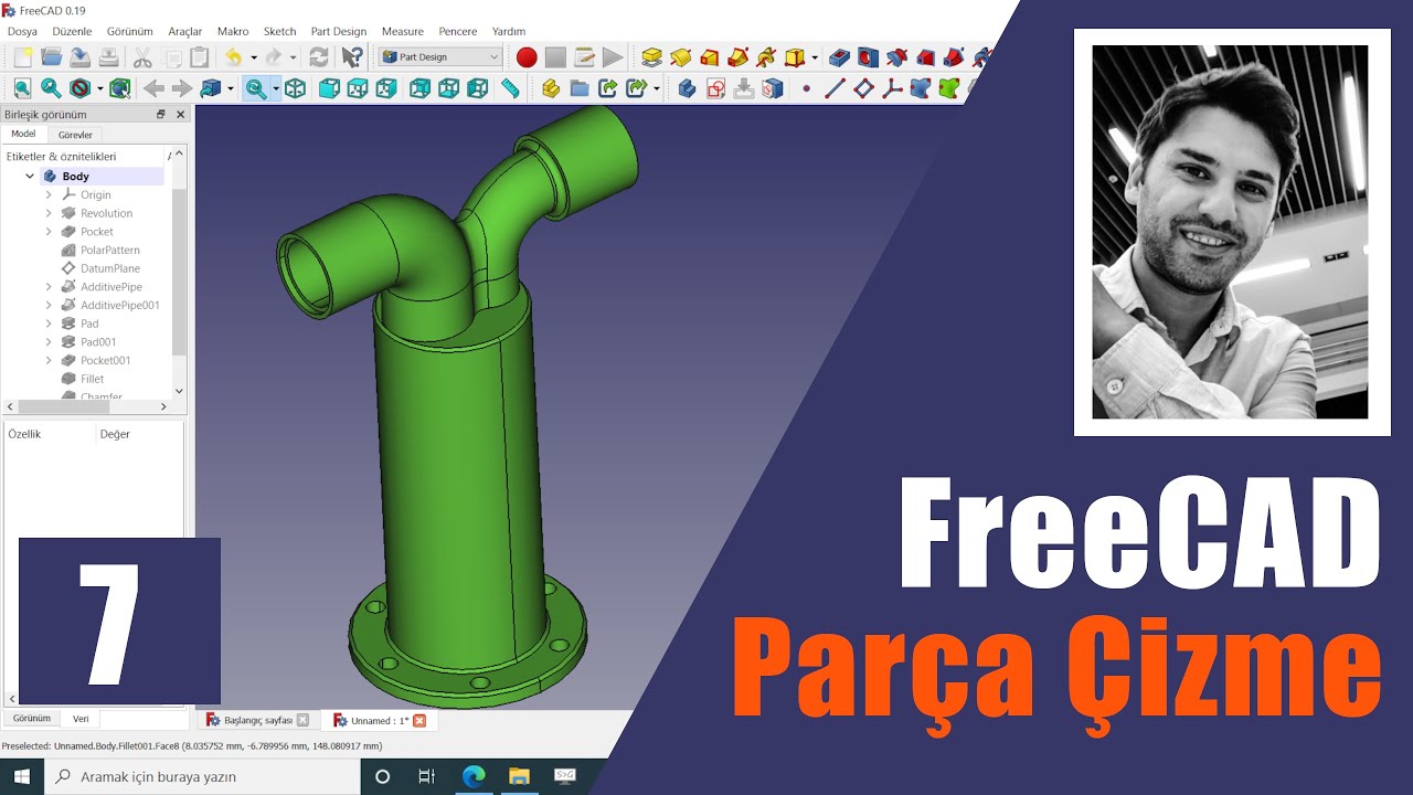 FreeCAD Parça Çizme Dersleri #7 - Freecad Modelling Tutorials