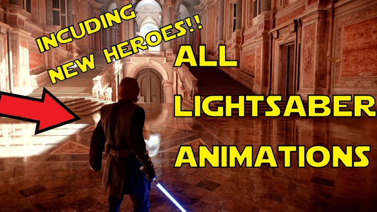 Star Wars Battlefront 2- All Lightsaber Animations!! Including The New Heroes!!
