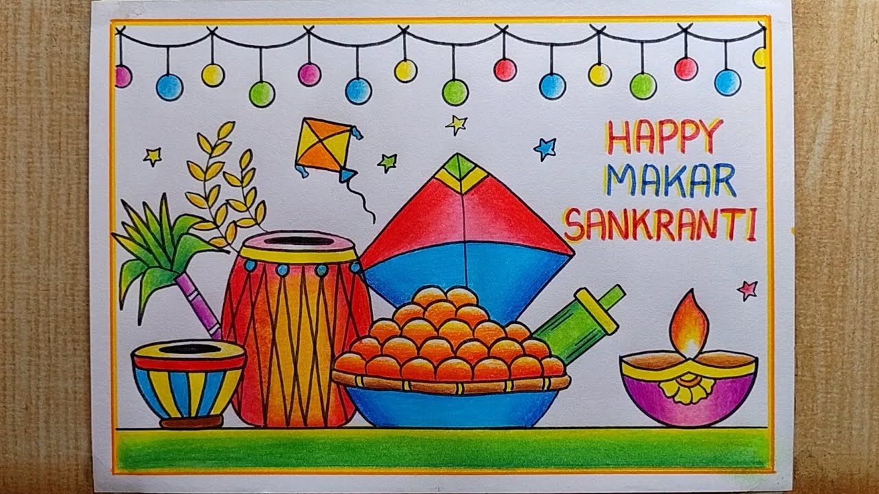 Makar Sankranti drawing easy| How to draw Makar Sankranti drawing|Happy Makar Sankranti drawing easy