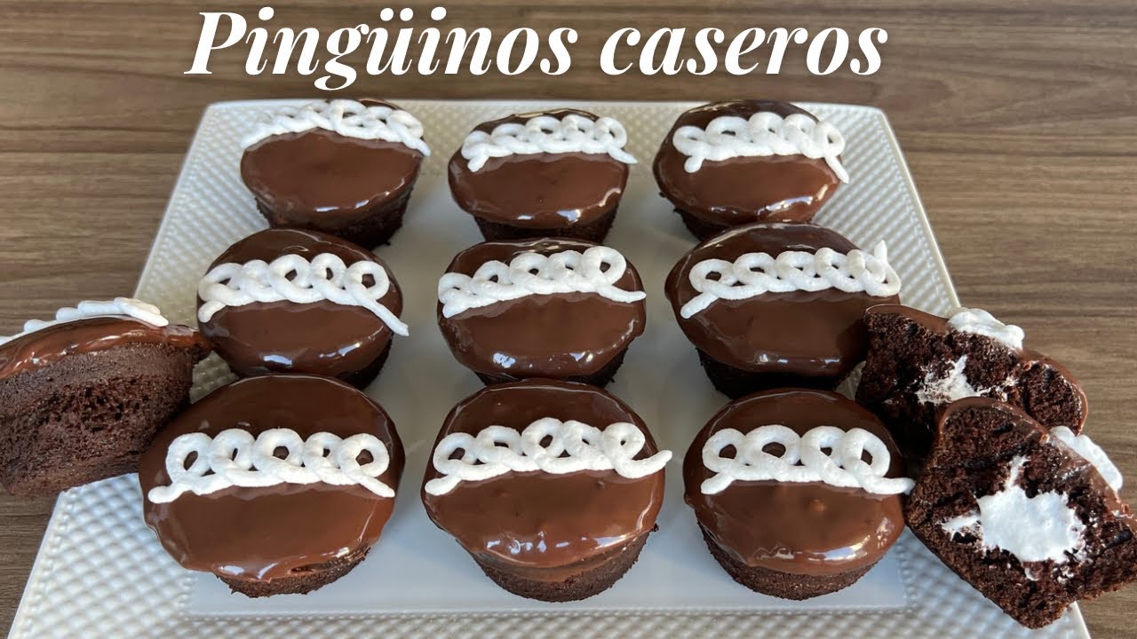 PINGUINOS CASEROS | PASTELITOS ESPONJOSOS DE CHOCOLATE RELLENOS DE CREMA BATIDA | POSTRES CON IXCHEL