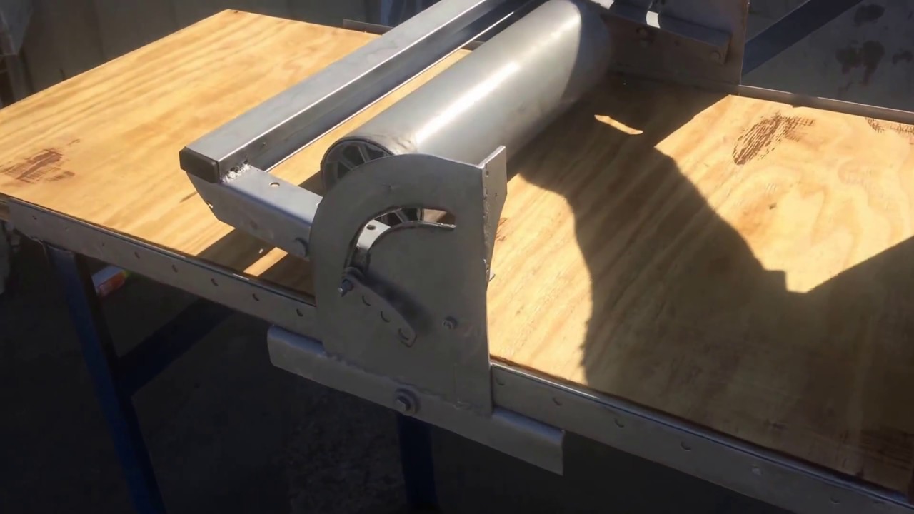 Homemade slab roller.