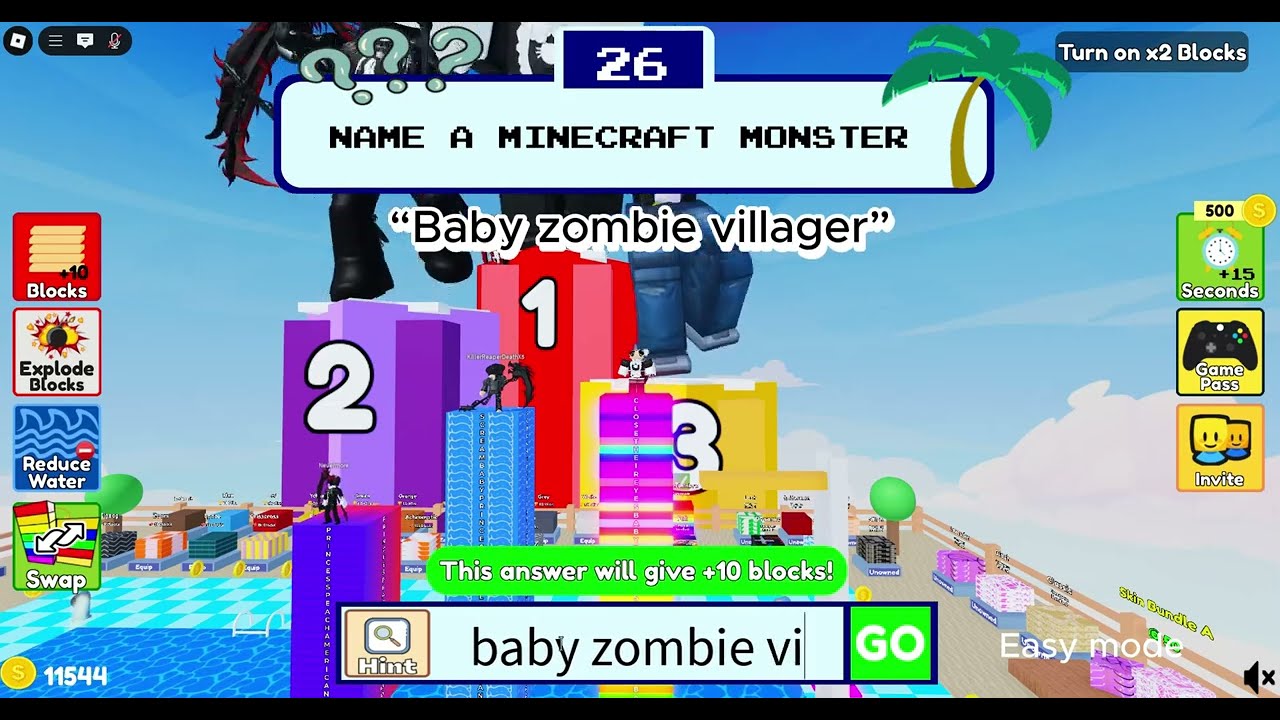 Longest Answers in Longest Tower Race (Easy Mode and Hard Mode Answers) Part Nine