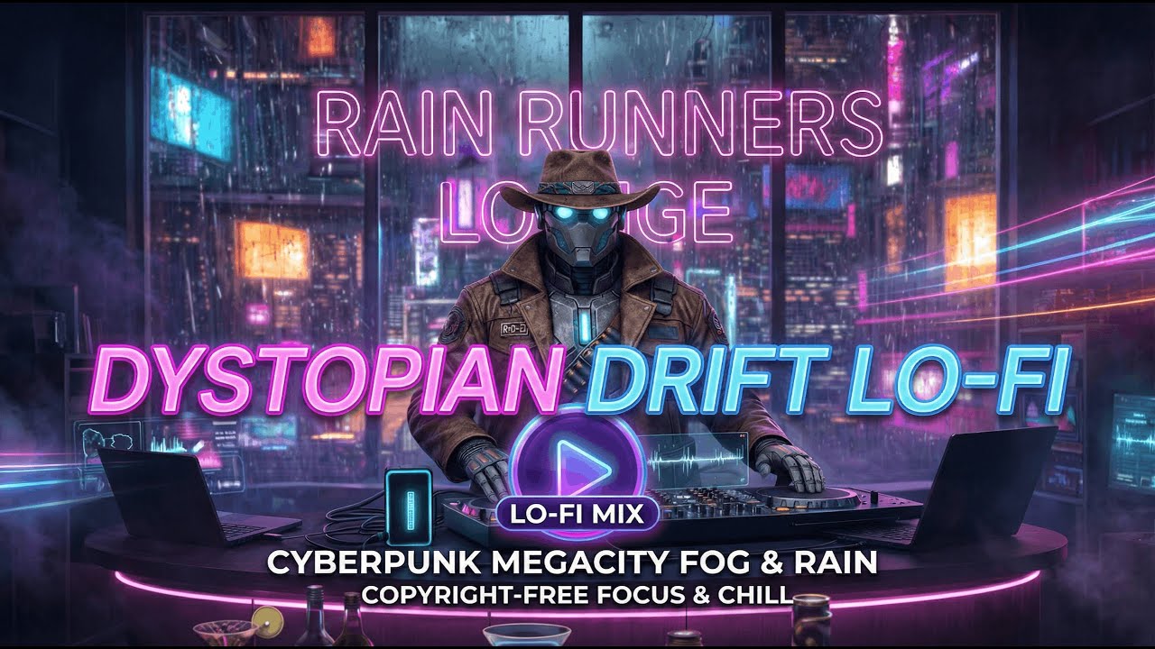 Dystopian Drift Lo-fi – Cyberpunk Megacity 1.5 hour | Study, Game, Chill | Copyright-Free