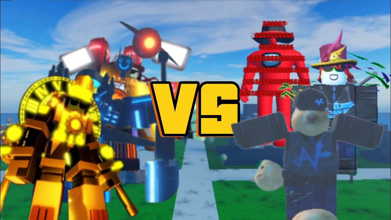 [noob experiment battle] titan brickbattler, up wars titan noob , titan bloxxer, titan John Doe VS