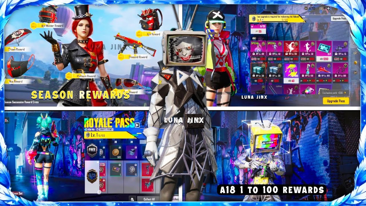 A18 RP 1 TO 100 REWARDS | BGMI A18 RP FOR 60 UC | S4 FACE IN A18 RP | NEW SEASON REWARDS 