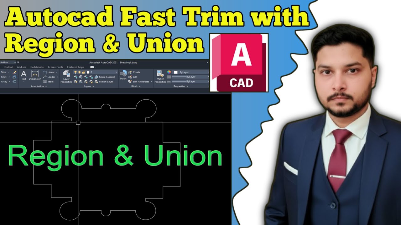 Autocad Fast Trim with Region & Union | Tutorial urdu English 2025 | Nabeel Architect
