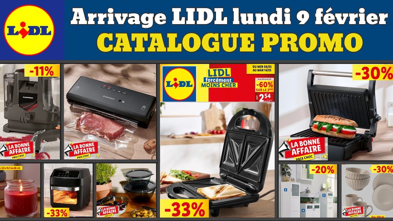 catalogue LIDL lundi 9 février 2026 ✅ Arrivage maison cuisine 🔥 Promos deals SilverCrest pub