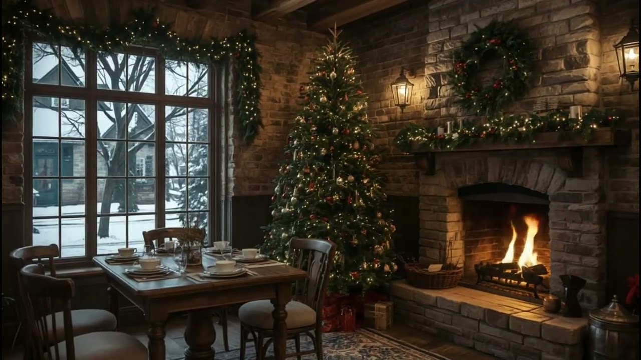 Winter Jazz Romance Music ❄️ Relaxing Jazz & Crackles Fireplace Sound for Relax & Work